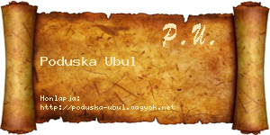 Poduska Ubul névjegykártya